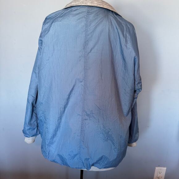 Vintage 90s Be In The Seen Blue Gray Jacket Reversible Patchwork Cottage Grandma - Picture 4 of 14